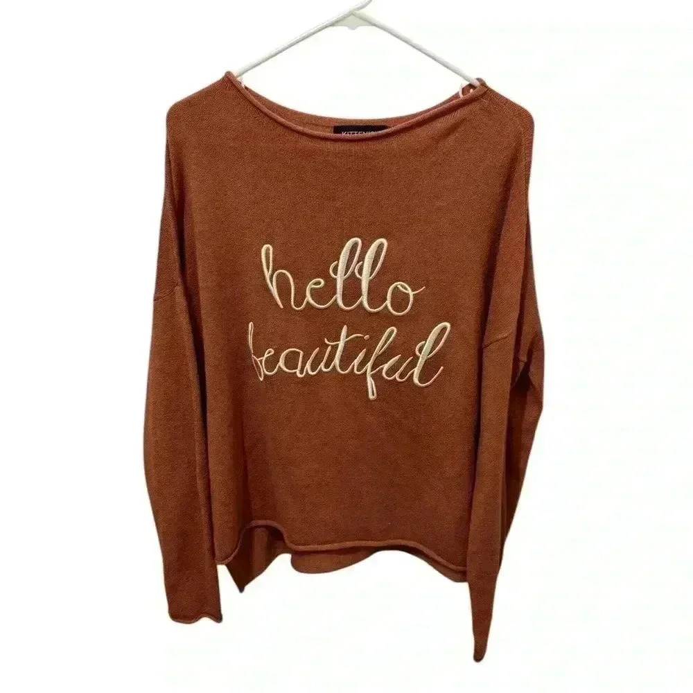 Kittenish Hello Beautiful Relaxed Fit Sweater Size Small